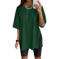 thumbnail image 2 of TSADFHJI T Shirts for Women Oversized Women Oversize Sports Shirt Short Sleeve Blouses Summer Loose Tops Functional Shirt Tunic Loose with Slits M Green, 2 of 4