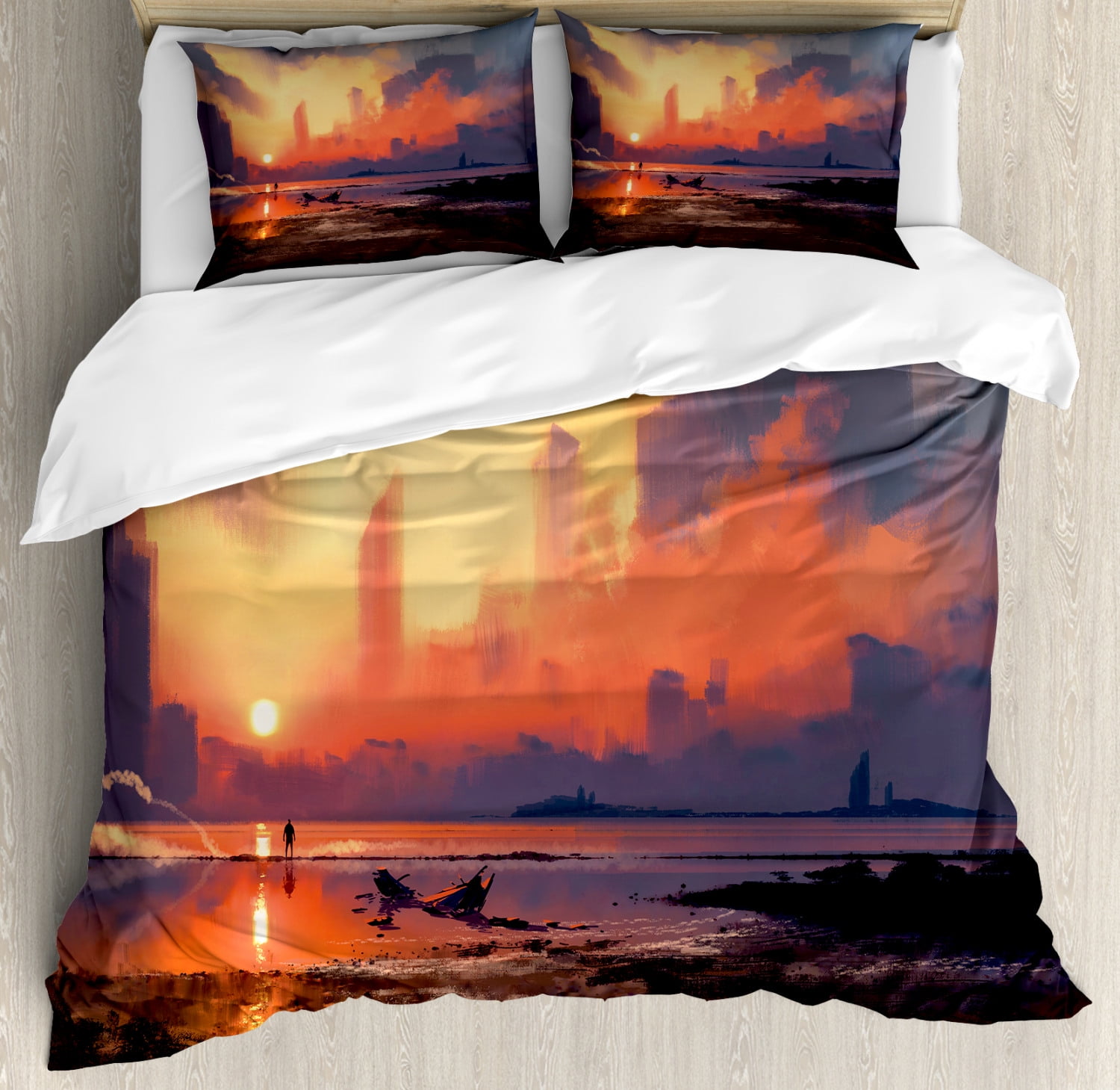 Fantasy World Duvet Cover Set Man On Sandy Beach With City Skyscrapers Skyline Sunset Oil Paint Graphic Decorative Bedding Set With Pillow Shams Orange Blue By Ambesonne Walmart Com Walmart Com Fantasy World Duvet Cover Set Man On Sandy Beach With City Skyscrapers Skyline Sunset Oil Paint Graphic Decorative Bedding Set With Pillow Shams Orange Blue By Ambesonne Walmart Com Walmart Com