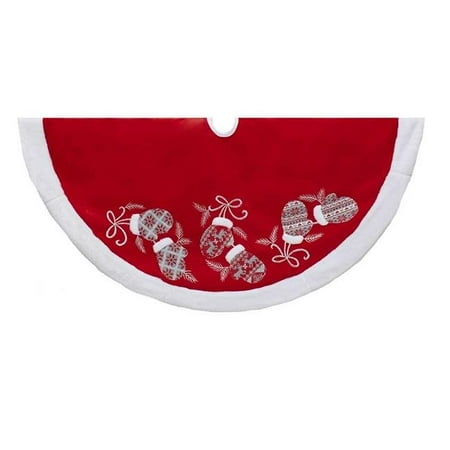 UPC 086131460791 product image for Kurt Adler 48-inch Red and White Velvet with Mittens Tree skirt | upcitemdb.com
