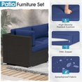 thumbnail image 5 of SOLAURA 7-Piece Outdoor Patio Furniture Set Wicker Rattan Sectional Sofa Patio Conversation Sets, Dark Blue, 5 of 8