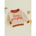 thumbnail image 3 of Suealasg Infant Baby Boy Knit Sweater Halloween Clothes Long Sleeve Letter Embroidery Chunky Pullover Sweater 6M 1T 2T 3T Toddler Boys Fall Winter Warm Sweater, 3 of 7