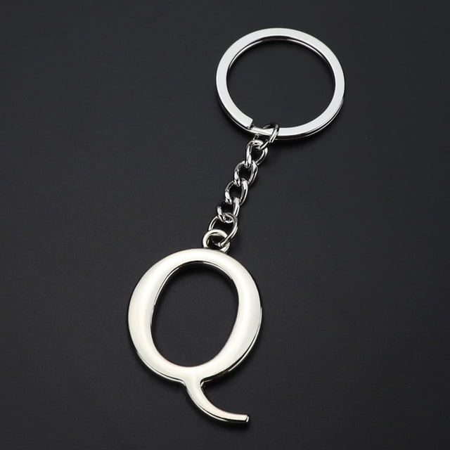 Keychain Initial Letter Key Chain Silver for Men Women Personalized Alphabet Monogram Keychain for Car Keys, Q