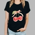 thumbnail image 5 of Rezuofi 2 Pcs Women's Graphic Vintage Tees Cherry Bow Letter Print Round Neck T Shirt Casual Summer Short Sleeve Trendy Tops, 5 of 5