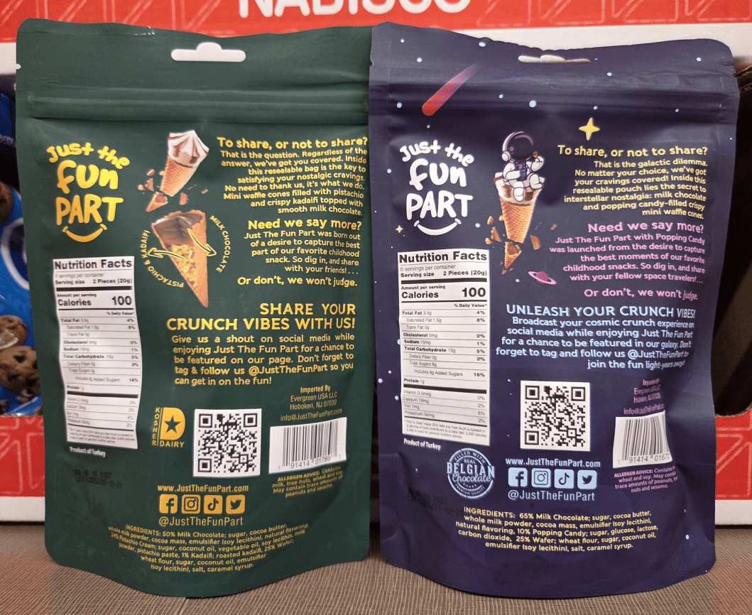 Just the Fun Part Dubai Cones & Waffle Cones Bite Sized 4.23oz 120g (2 Bags)