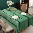 thumbnail image 3 of Green Tablecloth for Rectangle Tables,Wooden Grain Linen Table Cloth,Table Cover for Dining Kitchen Decor Party Banquet,60x102, 3 of 5
