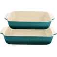 thumbnail image 2 of Gibson Crock Pot Artisan 2-Piece Stoneware Bake Pan Set, Teal, 2 of 6
