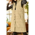 thumbnail image 2 of Women's Hooded Quilted Puffer Vest - Long Sleeveless Winter Jacket with Button Front & Pockets, 2 of 6
