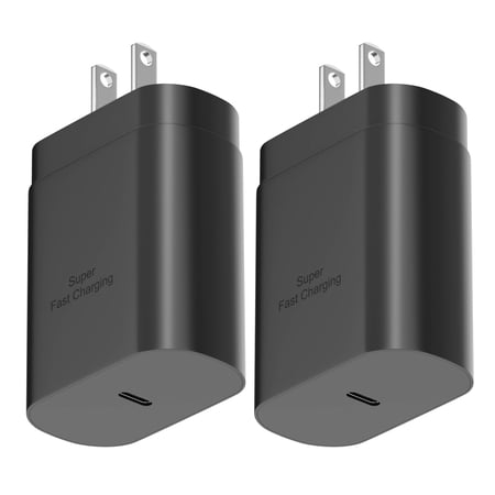 pannbo Samsung USB-C Super Fast Charging Power Adapter 25W PD Charger Block for Samsung Galaxy S26 S26 Ultra S26 Plus S25 Ultra S25 S25 Plus S24 S23 S22 S21, 2-Pack (Cable Not Included)