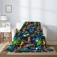 thumbnail image 2 of Throw Blanket for Couch Sofa and Bed, Abstract Geometric Collage Graphics Super Soft Plush Throw Blanket, Fuzzy Cuteness Comfy Warm Washable Flannel Blanket & Throws for All Season 40"x30", 2 of 5