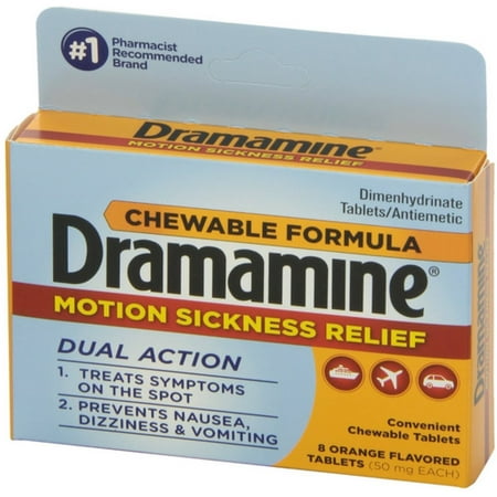 6 Pack - Dramamine Motion Sickness Relief Chewable Tablets 8 ea