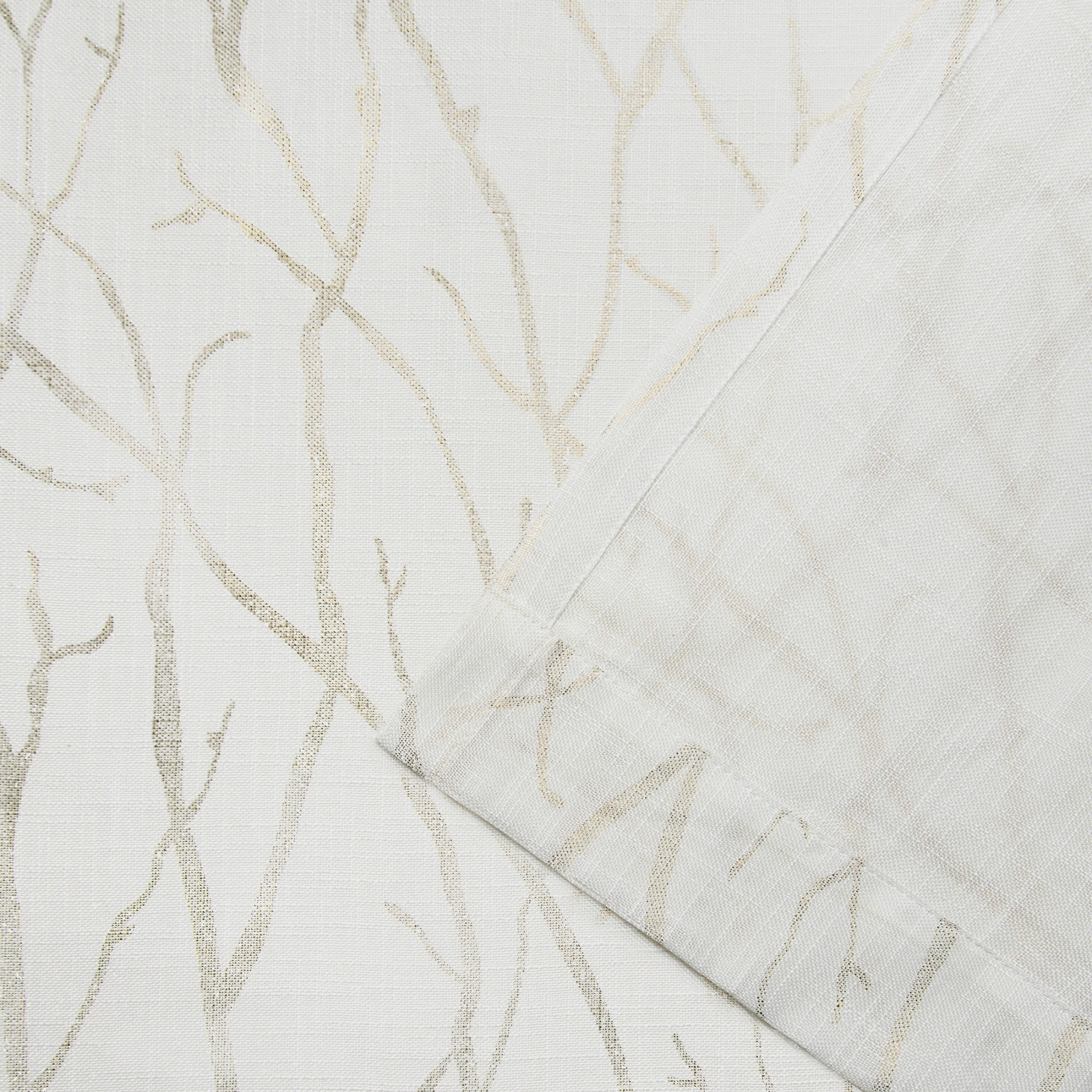 Exclusive Home Curtains 2 Pack Woodland Printed Metallic Branch Sheer Textured Linen Grommet Top Curtain Panels