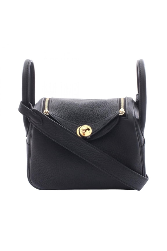 Pre-Owned Hermes Lindy Mini Shoulder Bag/Handbag, Taurillon Clemence Leather, Women's, Black