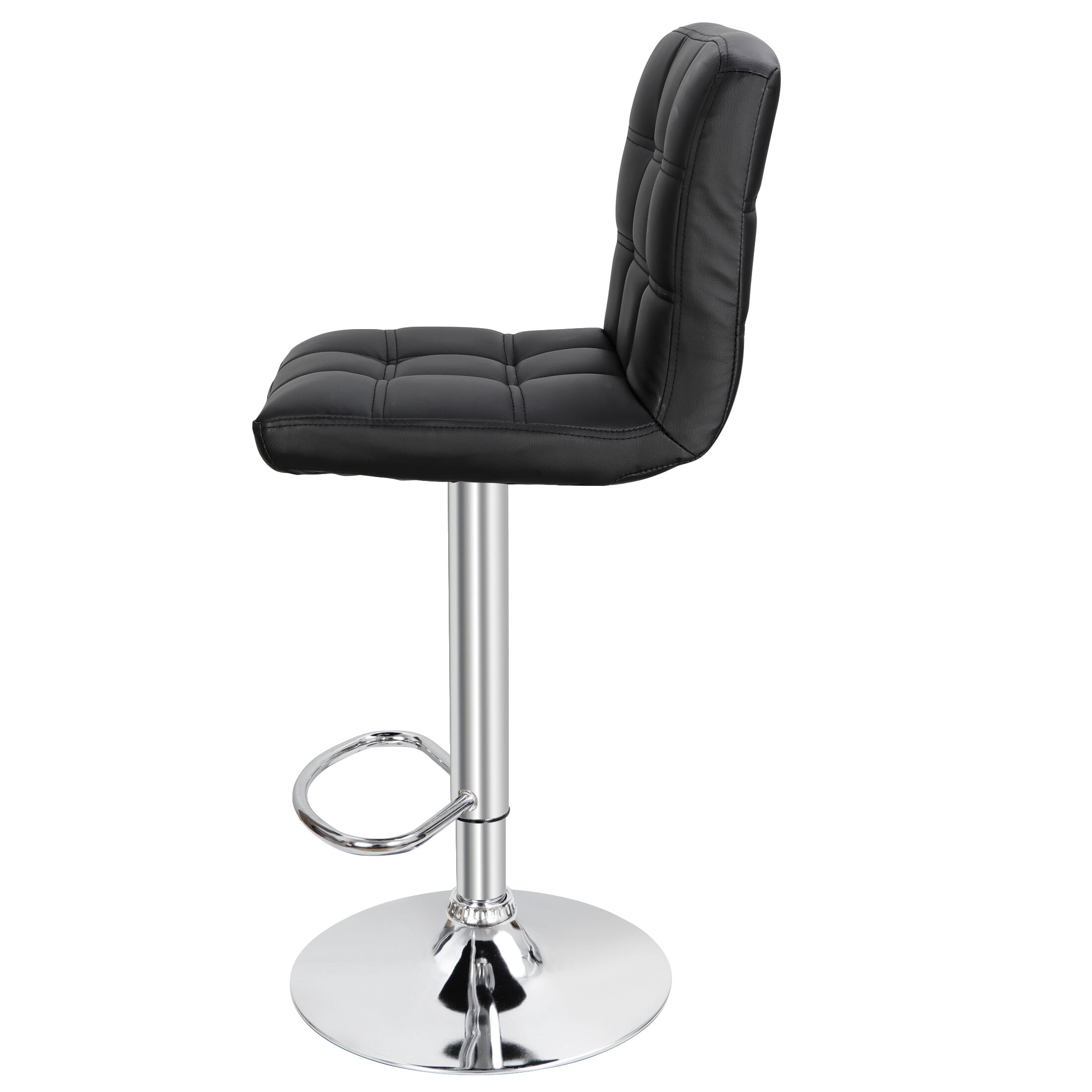 ZenSports Set of 2 Height Adjustable Swivel Bar Stool PU Leather W/Back, Black