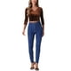 thumbnail image 2 of INSPIRAR CHIC Blusa de terciopelo recortada de manga 3/4 con escote en V para mujeres S Marrón oscuro, 2 of 5