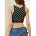 thumbnail image 4 of Baby Sweetie Women's Cropped Tank Tops Casual Sleeveless Round Neck Checkerboard Print Slim Fit Vest, 4 of 6