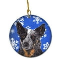 thumbnail image 1 of Australian Cattle Dog Winter Snowflakes Holiday Ceramic Ornament, 1 of 1
