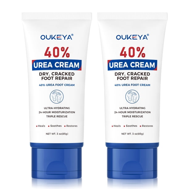 OUKEYA Crema de Urea 40 para Pies y Manos, Humectante Intenso para Piel Seca y Agrietada, Paquete de 2