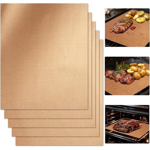 Copper Grill Mats for Outdoor Grill - Teflon Non-Stick BBQ Accessories Reusable and Easy to Clean Grilling Mats for Gas Charcoal Electric