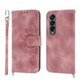 thumbnail image 3 of Allytech Wallet Case for Samsung Galaxy Z Fold 4, PU Leater Flower Embossed Shoulder Strap Hand Wrist Stand Shockproof Flip Cover for Samsung Galaxy Z Fold 4 - Pink, 3 of 11