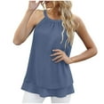 thumbnail image 2 of Aboser Summer Tank Tops for Women Flowy Loose Fit Shirts Casual Fashion Chiffon Halter Top Solid Color Sleeveless Tee Shirt Double Layer Blouses, 2 of 7