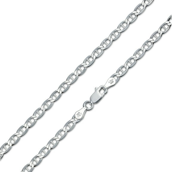 Bling Jewelry Mens Men's Solid Sterling Silver 7MM Mariner Chain Necklace Unisex 24 Inch Made Italy