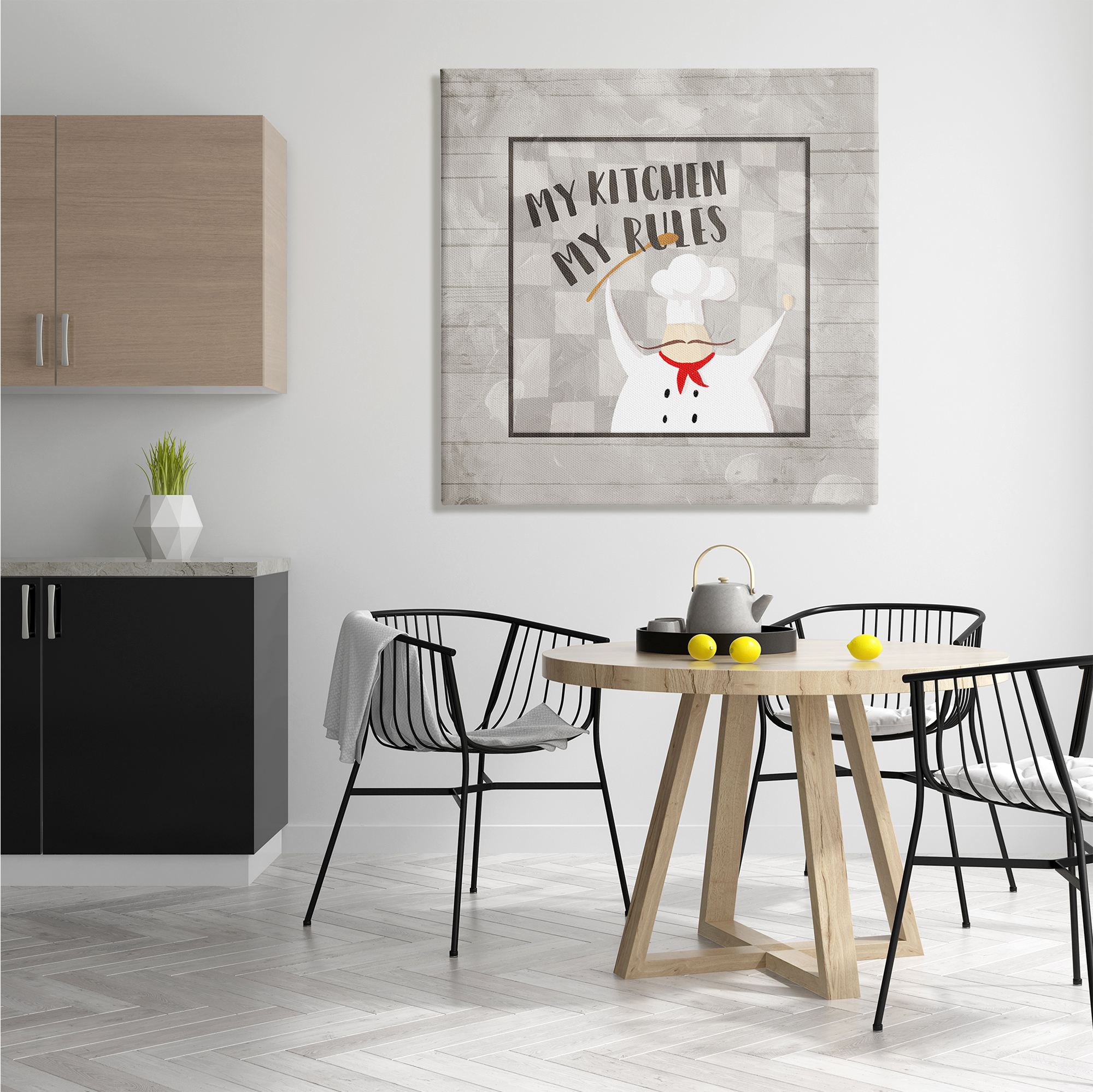 Stupell Indtries My Kitchen My Rules Phrase French Mtache Chef,36 x 36,Design by Milli Villa