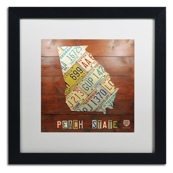 Trademark Fine Art 'Georgia Map' Canvas Art by Design Turnpike, White Matte, Black Frame