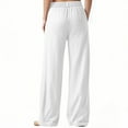 thumbnail image 6 of XFLWAM Women's Work Dress Pants High Waisted Wide Leg Linen Pants Casual Business Slacks Palazzo Trousers with Pockets White XXL, 6 of 9