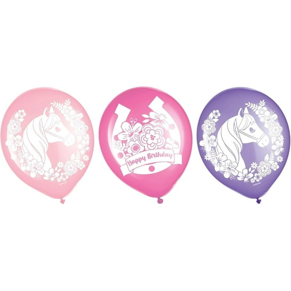 Saddle Up Cowgirl Horses Animal Kids Birthday Party Decoration Latex Balloons