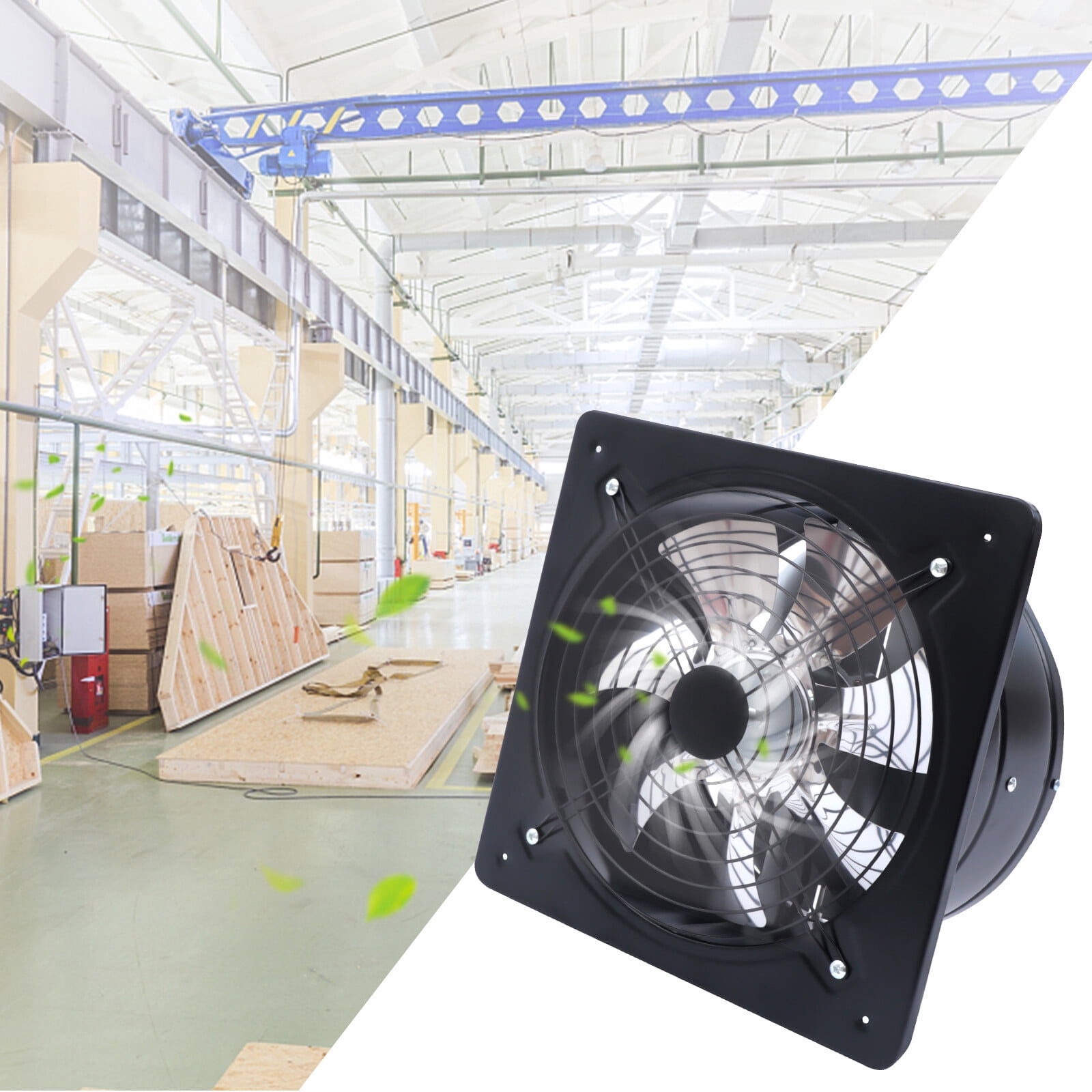 110V 125W 12" 7 Blades Black  Exhaust Fan Extractor Fan 2800r/min Wall/Ceiling Mount for Bathroom Kitchen Garage
