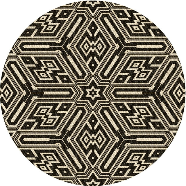 Ahgly Company Machine Washable Indoor Round Transitional Light French Beige Brown Area Rugs, 5' Round