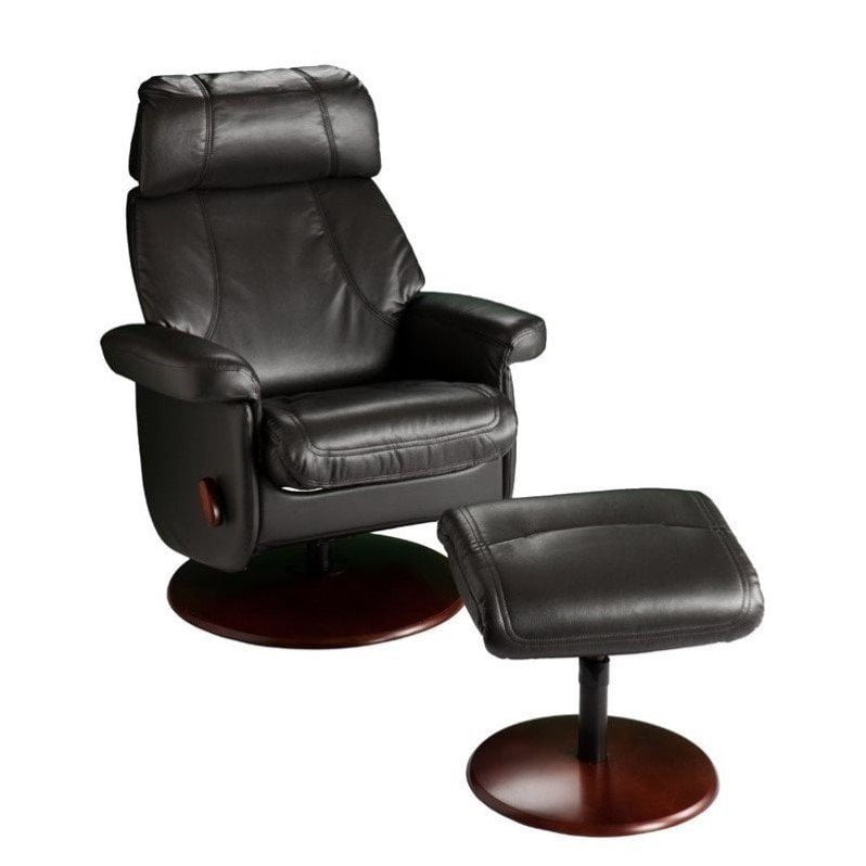 Southern Enterprises Swivel Glider Recliner with Ottoman in Black