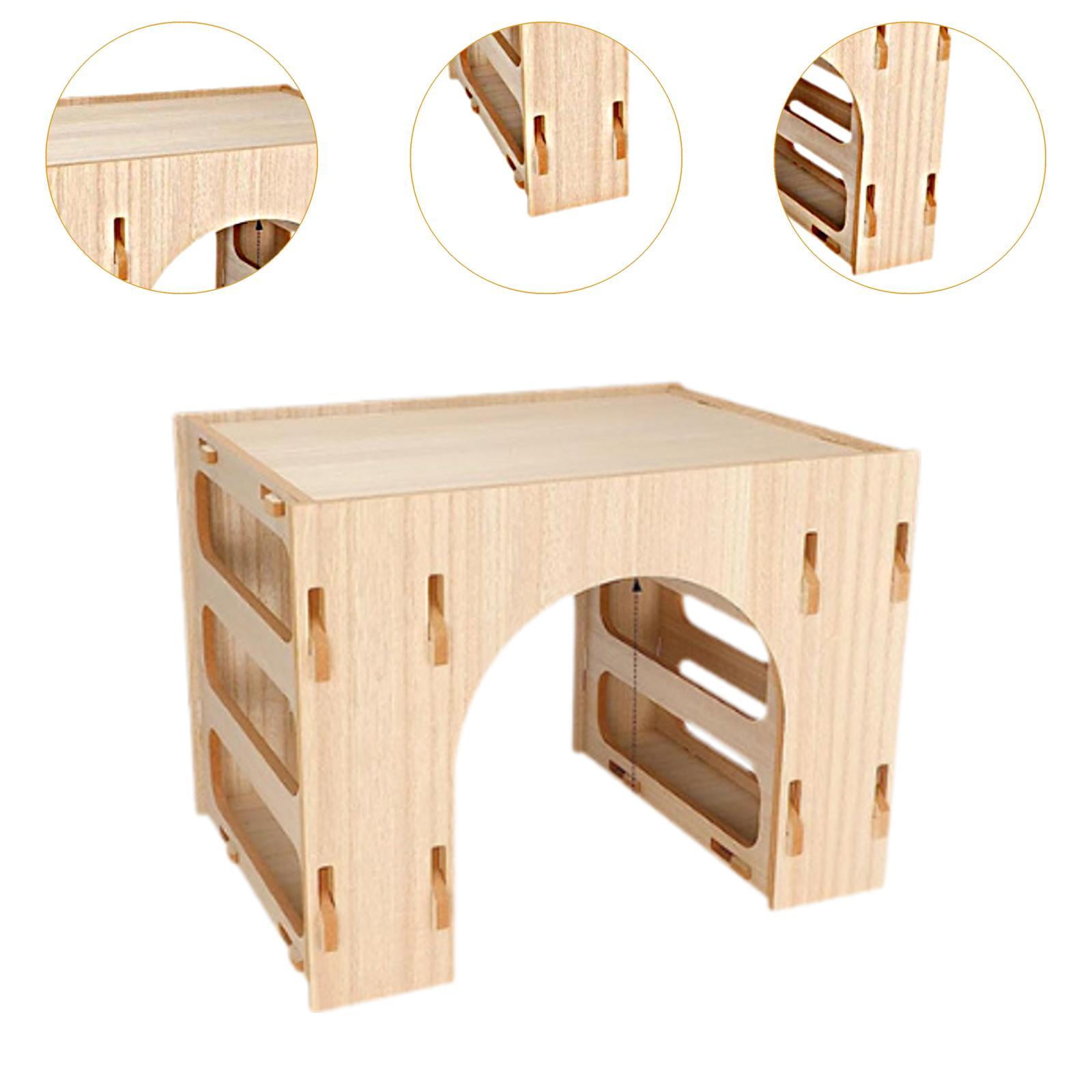 Bothyi Wooden Bunny Hay Feeder Hamsters Playhouse Interactive Enrichment Toy Food Feeding Manger Hay Holder Feeder for Gerbil