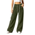 thumbnail image 3 of Lmueinov Womens Sweatpants Drawstring Elastic High Waist Double Sided Fleece Pants Wide Leg Sweatpants with Pockets for Jogger Coffee, 3 of 8