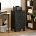 thumbnail image 2 of HOMCOM 3 Drawer File Cabinet with Silent Slides, Vertical Filing Cabinet for Hanging A4/Letter Size, Rustic Farmhouse Printer Stand with Storage for Home Office, Distressed Black, 2 of 10