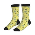 thumbnail image 4 of Crew Socks for Women Men, Cute bees daisies yellow checkered  Moisture Running Athletic Football Striped Socks Cushion Tube Socks, 4 of 7
