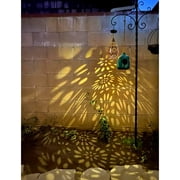 QiShi Hanging Solar Lantern Garden Outdoor, Boho Decorative Metal Decor Flower Waterproof for Pathway Patio Yard