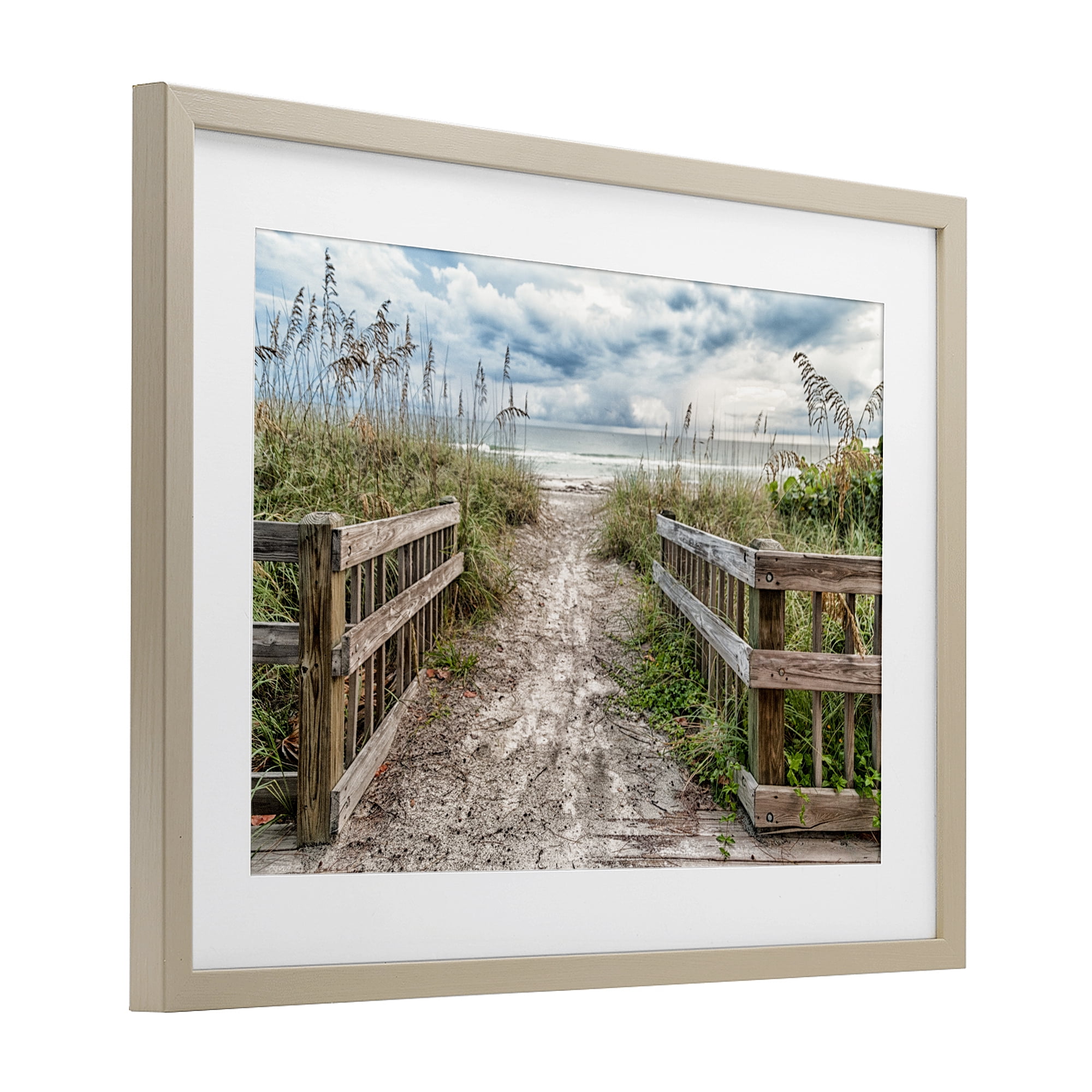 Stupell Industries Beach Entrance Fence Birch Framed Print Under Glass, design by Mary Lou Johnson