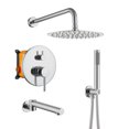 thumbnail image 1 of Boyel Living Shower System 10 in Wall Mount Rainfall Shower Head with Handheld Shower and Bathtub Tub Spout,3-function Bathroom Round Shower Combo Set ,Shower Set Tub Faucet in Chrome, 1 of 1