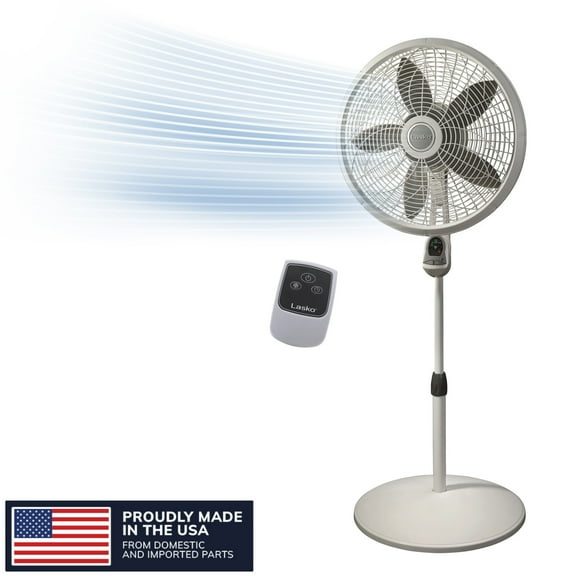 Lasko Elegance & Performance 18" Pedestal Fan with Remote, 54.5" H, White, 1850, New