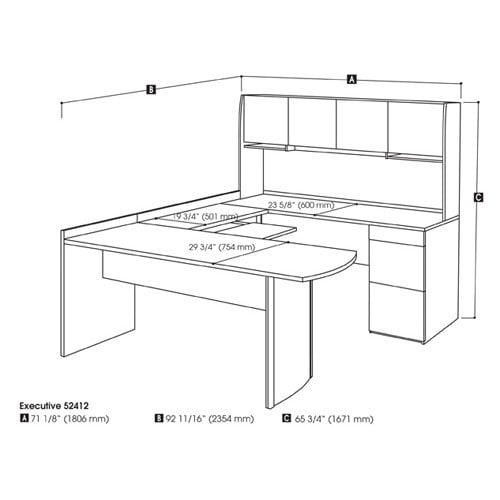 Bestar Executive U Shape Computer Desk Capuccino Cherry Amp