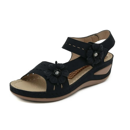 

YanHoo Sandals for Women Summer Sandals Beach Wedge Sandals Bohemia Hollow Out Vintage Wedge Sandal Ankle Strap Causal Round Toe Gladiator Outdoor Shoes