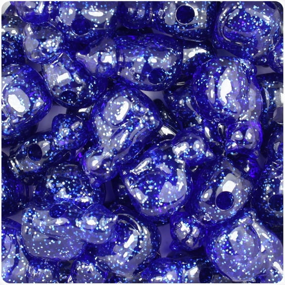 BeadTin Dark Sapphire Sparkle 23mm Cat Pony Beads (24pcs)