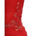 thumbnail image 6 of CHICTRY Women Sleeveless Rhinestones Figure Skating Dance Dress Ruched Mesh Modern Lyrical Dancewear Red L, 6 of 7