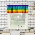 thumbnail image 2 of Rustic Rainbow Wooden Valance Curtain Colorful Farmhouse Multicolor Wood Country Rod Pocket Valance Window Treatments 1 Panel Short Curtains for Kitchen Living Room Decor 54x18 in, 2 of 5