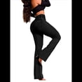 thumbnail image 3 of Pantalones Vaqueros de Cintura Alta para Mujer, Elásticos, de Corte Acampanado y con Cinturilla Elástica. Negro L, 3 of 7