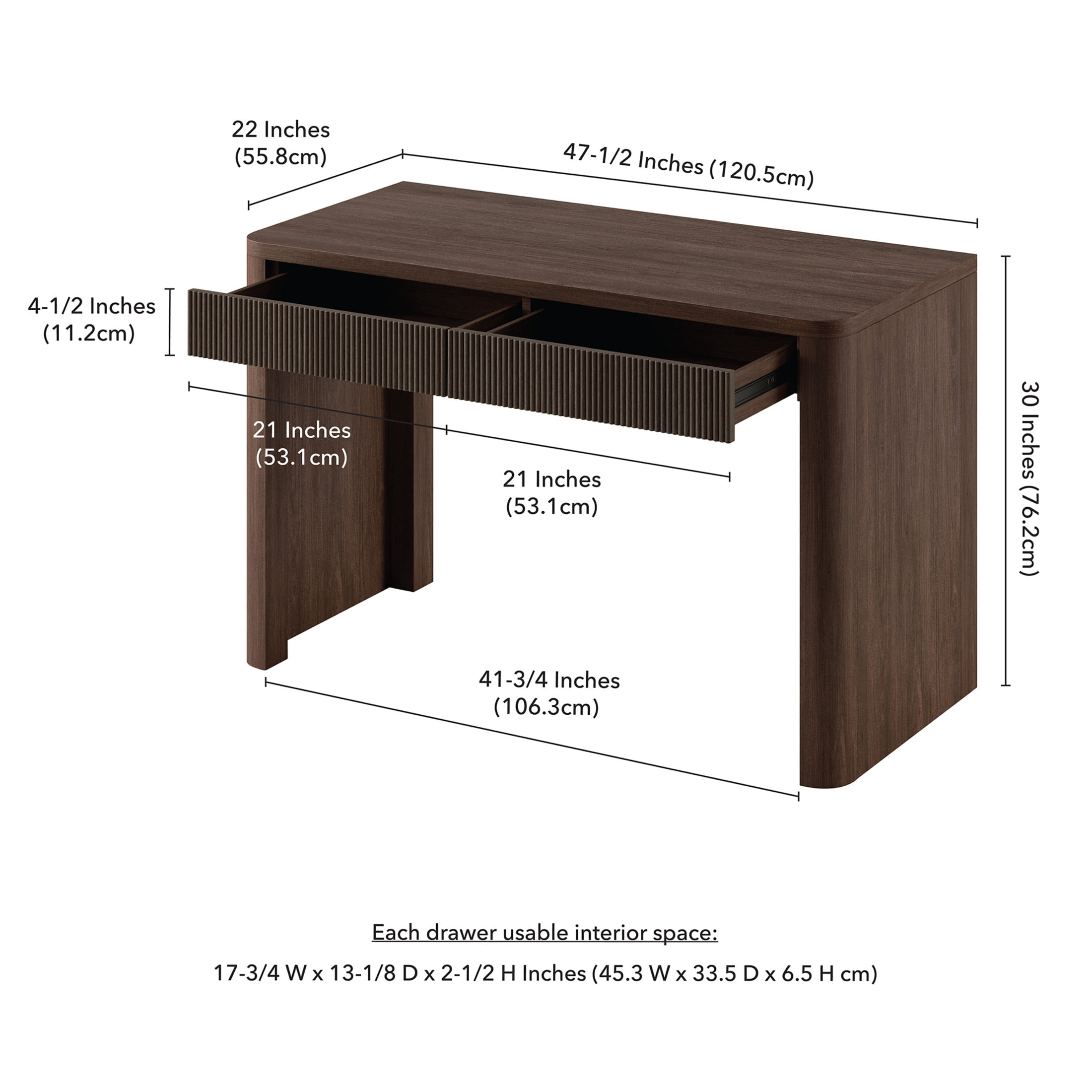Evelyn&Zoe Modern/Contemporary 47.5" Wide Brown Oak Home Office