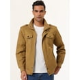 thumbnail image 3 of Chaqueta cortavientos para hombre con cuello levantado y cremallera, bolsillos múltiples, chaquetas cargo Caqui XL Unique Bargains Chaqueta, 3 of 6
