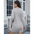 thumbnail image 4 of Women's Knit Sweater Dresses Lapel Neck Long Sleeves Loose Mini Dresses With Pocket, 4 of 5