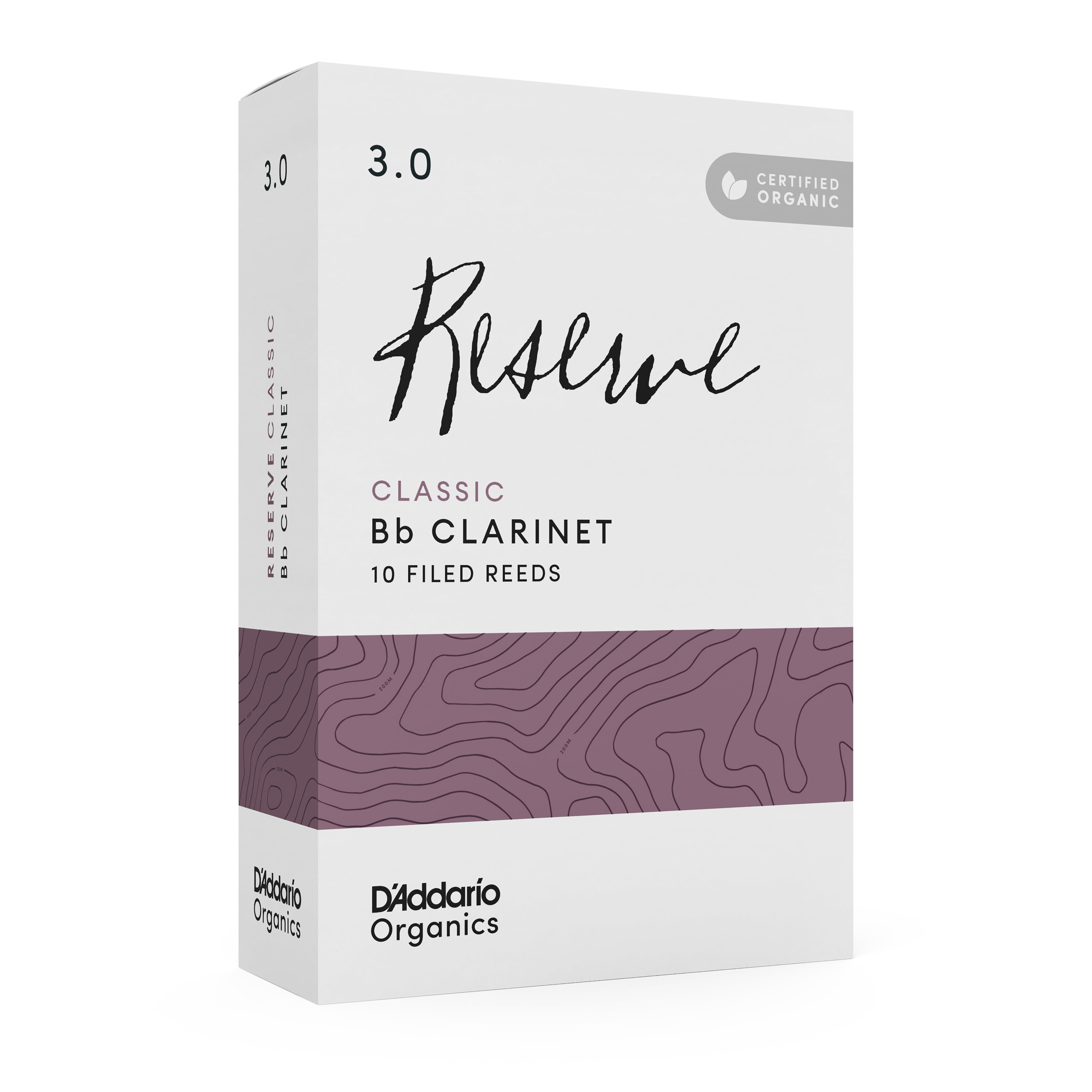 D'Addario Organic Reserve Classic Bb Clarinet Reeds, Strength 3.0, 10-pack